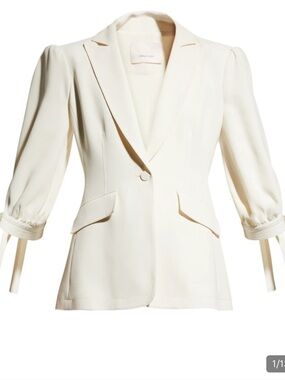 cinq a sept Cream Puff-Sleeve Crepe Blazer